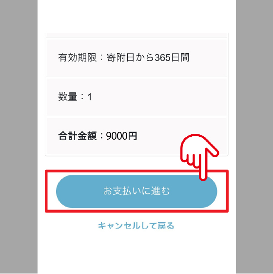 ③寄附内容を確認し、お支払いに進みます